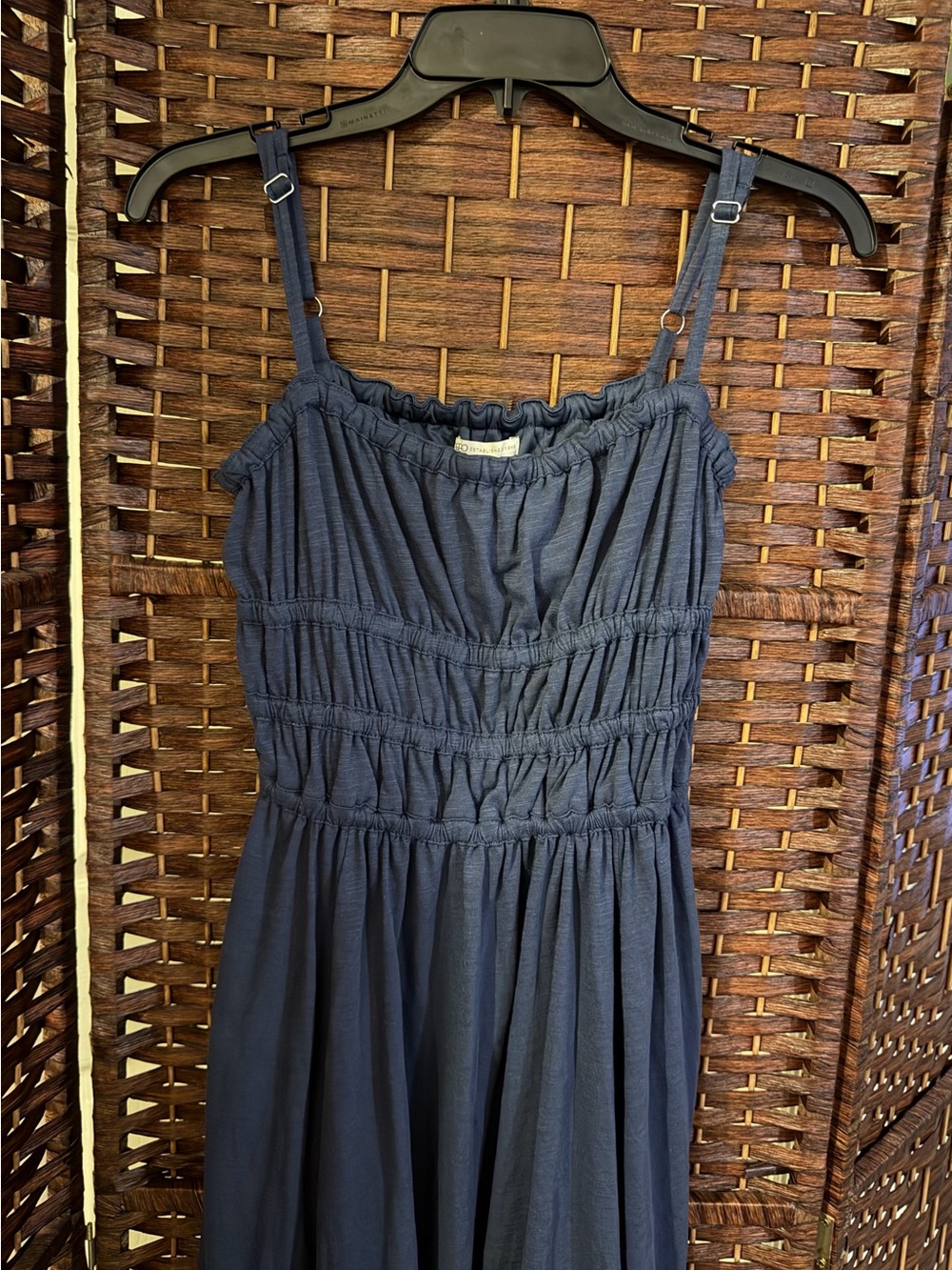 Cato Navy Ruched Midi Sundress